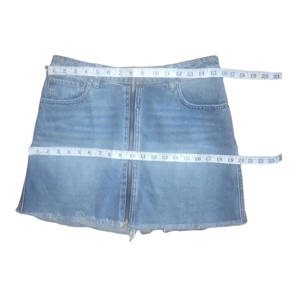 Free People Denim Skirt Women Sz‎ 30 We The Free Full Zip Boho Chic Cottagecore